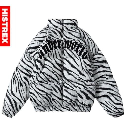 HISTREX Zebra Stripes Embroidery Underworld Men Parkas Jacket Hoody Windbreaker Male Thicken Outwear Warm Bran Parka Man B0S0C