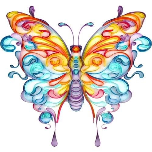 3D Rainbow Butterfly Quilling Paper Filigree Painting Kit Handmade Wall Art Decal Stickers DIY Crafts for Home Decor