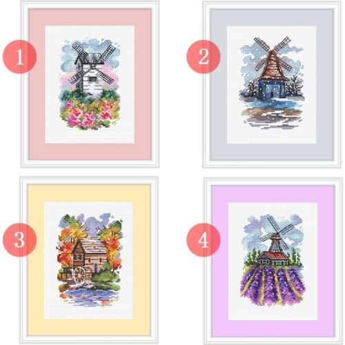 Cross Stitch Kit Landscape New Product C1531 Precision Printing Windmill Four Seasons Fishxx Home Handmade Polypitch Decoration