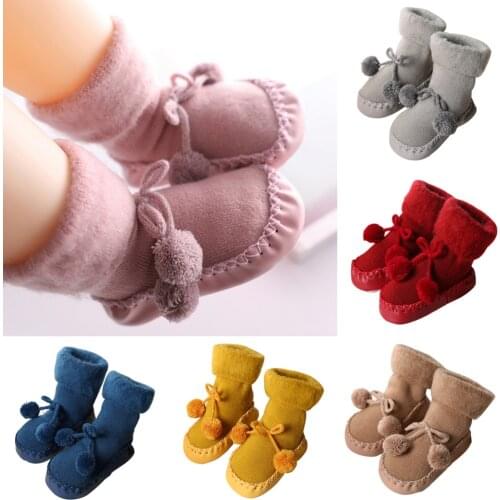 Newborn Baby Socks Baby Girls Boys Cotton High Quality Anti-Slip Socks Toddler Kids Winter Slipper Shoes Boots for 0-24 Months