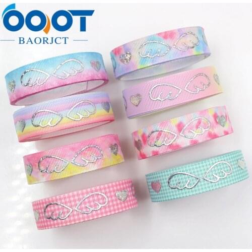 OOOT BAORJCT I-19326-729,10yards 16mm laser Silver cute cartoon Printed grosgrain ribbon DIY handmade headdres wedding gift wrap