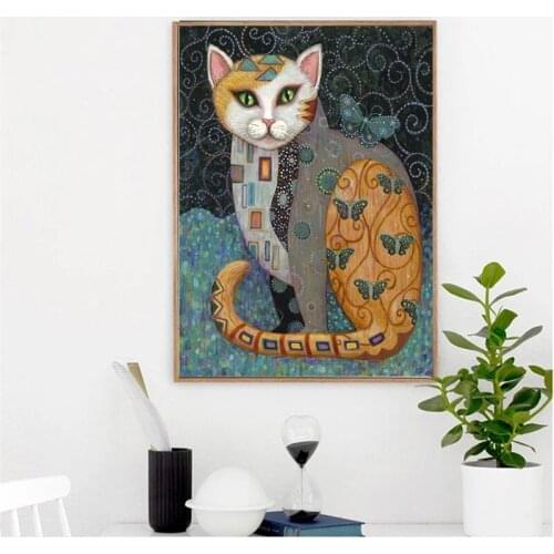 Posters and Prints Art Gustav Klimt Oil Paintings Animal Cat Poster Home Decorations Klimt In Painting for Living Room on Canvas