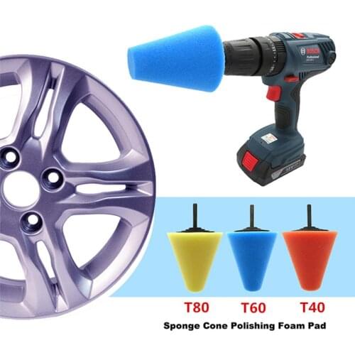 Car Polish Burnishing Foam Sponge Waxing Headlight Polishing Pad Kit Cone Shaped Buffing Pads For Car Polisher Tyres Wheel Hub