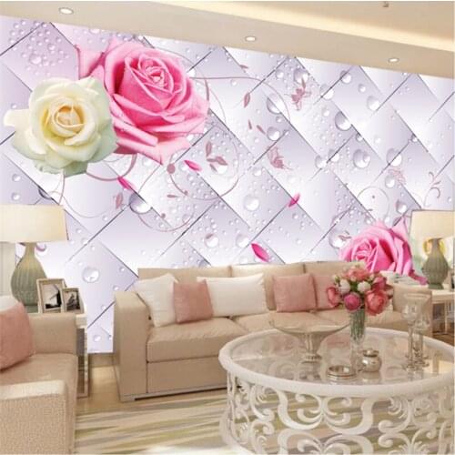 Modern Simple Living Room Bedroom Blue Red Purple Rose Floral Wallpaper Mural 3D Large Wall Papers Home Decor Papel De Parede
