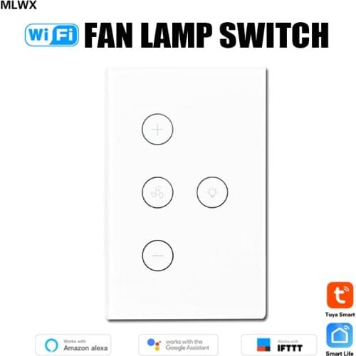 Smart WiFi Fan Light Switch, In-Wall Ceiling Fan Lamp Switch Works with Alexa, Google Home Assistant [VoiceRemoteTouch Control]