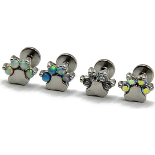 1PC Surgical Steel Internal Thread Labret Monore Rings Lip Piercing Zircon Opal Cartilage Ear Helix Stud Tragus Piercing Jewelry