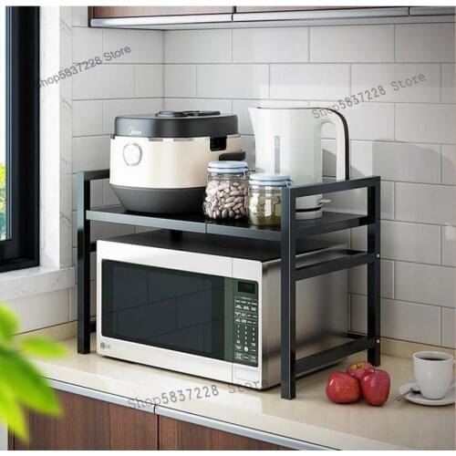 Retractable kitchen shelf microwave oven shelf oven storage household double countertop rice cooker cabinet
