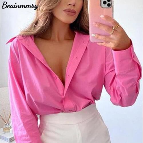 Za Woman Solid Shirt Tops 2021 Spring And Autumn Female Casual Single Breasted Turn Down Collar Long Sleeve Simply Candy Shirts