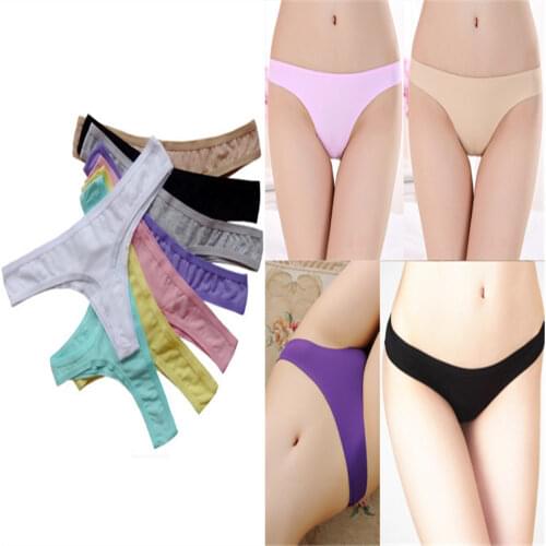 Women Cotton Thongs Underwear G-string Panties Low Waist Seamless Knickers YF075