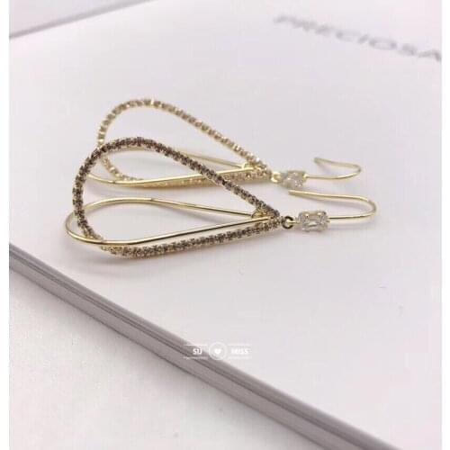 Free Shipping Statement Crystal Earring Geometric Dangle Water Drop Earring For Women 2019 New Fashion Jewelry Oorbellen Brincos