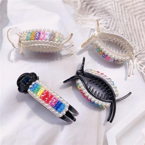 2021 Korean Style New Headwears for Girls Skittles Hair Clips Big Rainbow Hair Claws for Women Fashion Hair Accessories