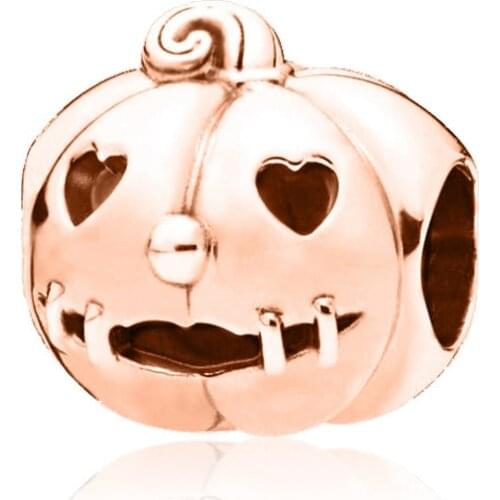 Fit Original Pandora Rose Halloween Pumpkin Monster Charms Bracelets Women Hollow Heart Eyes Cushaw Beads for Jewelry Making DIY
