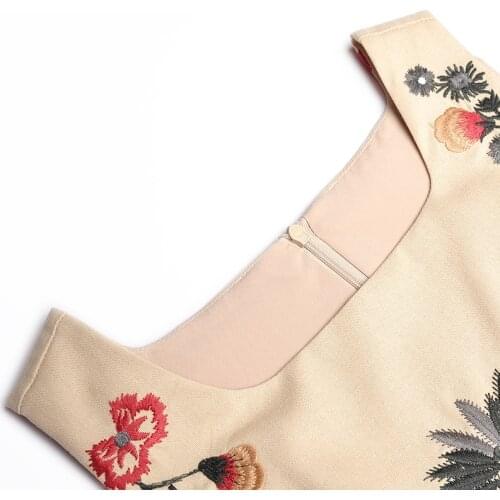 Runway Summer For Women Lady Sexy Sleeveless Retro Flower Embroidery Dress Big Swing Floral Vintage Elegant Party Dresses