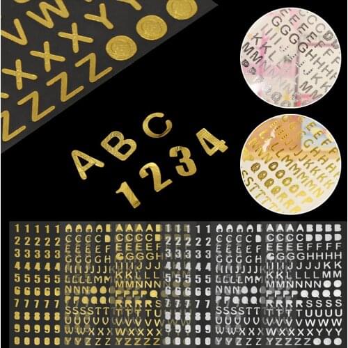 1Sheet Bronzing Pattern Letter Number Sticker DIY Album Hand Book Diary Decorative Stickers Scrapbook Number Stickers
