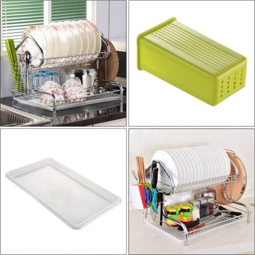 2 Layers Dish Rack Chopsticks Knife Sponge Fork Holder Large Kitchen Draining Tray Dish Drainer Drying Rack Colanders Basket