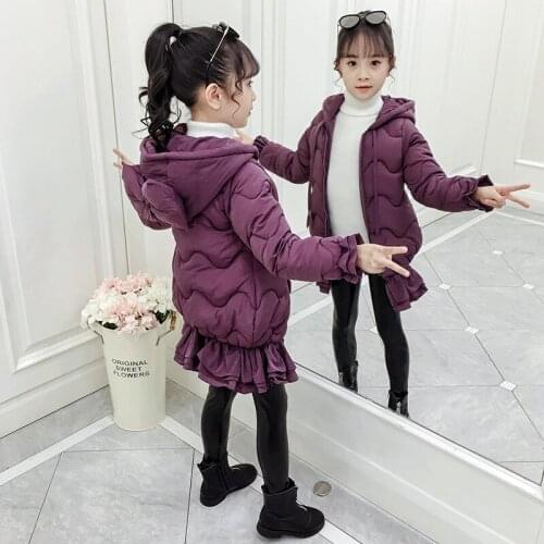 2019 Girls Winter Style Cotton Coat Fish Tail Hand Cotton Children Big Boy Winter Fashion Cotton Overcoat