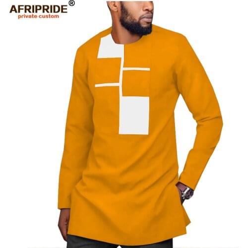 2019 African Shirts for Men Dashiki Tops Long Sleeve Blouse Casual Tribal Slim Fit Shirt Tribal Dress Shirts AFRIPRIDE A1912012
