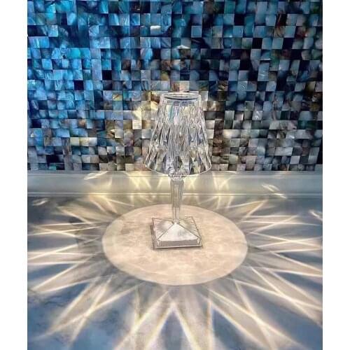Diamond Acylic Table lamp Night light italy Princess Deck Lamp Modern Atmosphere touch Table Lamp Home Bedroom Bar Cafe