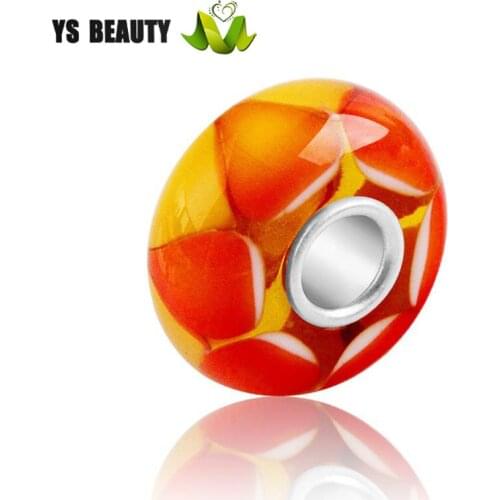S925 sterling silver beads lampwork murano glass beads fit European amulet bracelet amulet DIY jewelry lighting glass beads