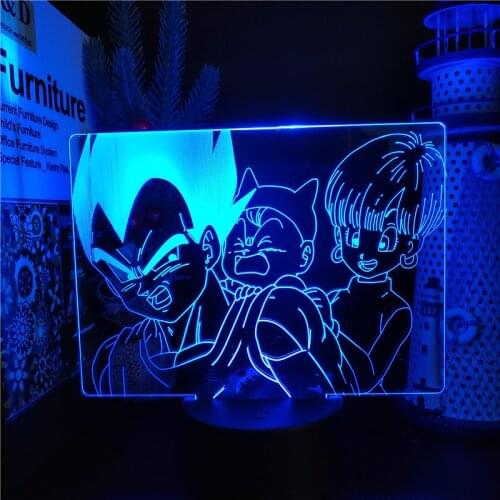 Dragon Ball Z 3D Night Light Vegeta Bulma Trunks LED Night Light Torankusu Family Anime Figure Lampara Goku DBZ Lighting Lights