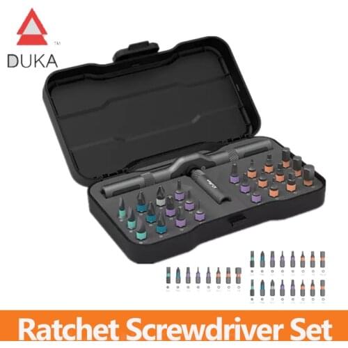 DUKA 24 in 1 Ratchet Screwdriver Set Wrench S2 Magnetic Bits Multifunction DIY Household Mobile Phone Repair Tools