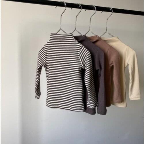 2020 new girls boys striped t shirt autumn cotton full sleeve fashion kids top 1-7 years YC599