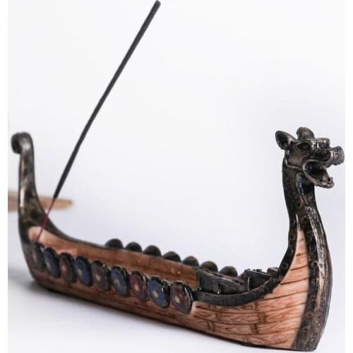 Retro Incense Burner Dragon Boat Incense Stick Holder Traditional Chinese Design Hand Carved Carving Censer Ornaments Home Decor