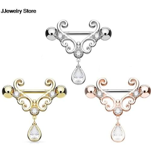 Hot Heart Nipple Ring Helix Piercing Earring Water Drop Dangle Nipple Piercing Surgical Steel Pircing Body Jewelry