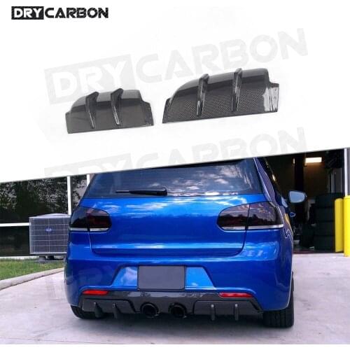 2 PCS Dry Carbon Fiber Rear Lip Diffuser For Volkswagen VW Golf 6 VI MK6 R20 2010-2013 Bumper Skid Plate Spoiler Car Styling