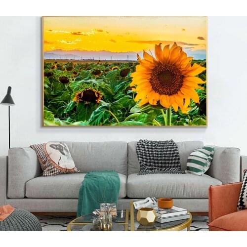Sunflower Canvas Painting Rustic Home Decor Wall Pictures for Living Room Kitchen Decoration Landscape Poster Sunflower Print