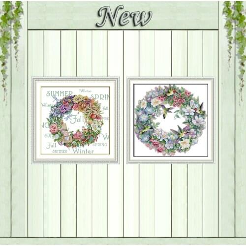 Hummingbirds Wreath of All seasons painting counted print on the canvas DMC 11CT 14CT kits Cross Stitch embroider needlework Set
