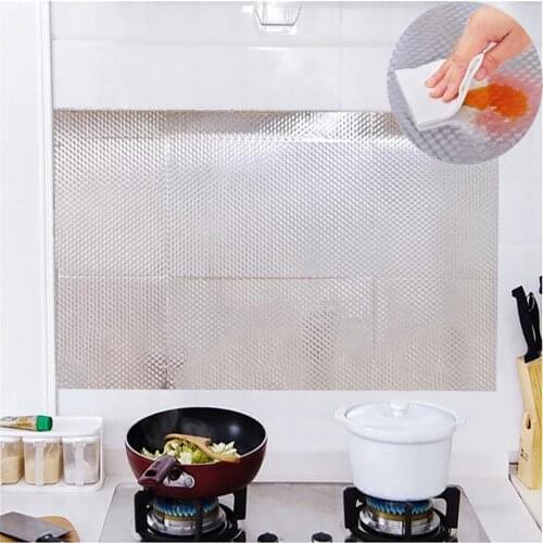 2021 Hot Kitchen Oil-proof Waterproof Stickers Aluminum Foil Kitchen Stove Cabinet Self Adhesive Wall Sticker DIY Wallpaper