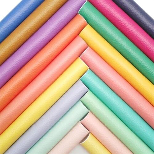 Mini Rolls 31X134CM Litchi Solid Synthetic Leather Faux Fabric Sheets with Felt Backing Vinly For Accessories Bows DIYGM2082