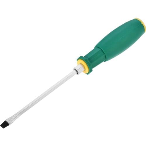 Uxcell 6.5mm Slotted Magnetic Screwdriver 6" Hex Shaft Green+Yellow Handle w Strike Cap