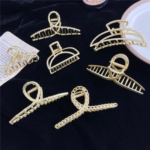 Trendy Elegant Gold Hair Claws for Women Girls Hair Clips Chic Metal Barrette Hair Clamps Hairpins Hair Accessories