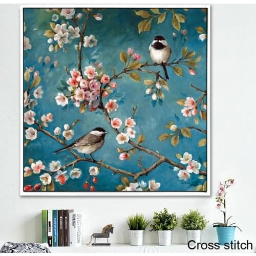 DIY Diamond Embroidery Blossom Birdie Full Square 5D Diamond Painting Kits Pictures Rhinestones Diamond Mosaic Home Decor