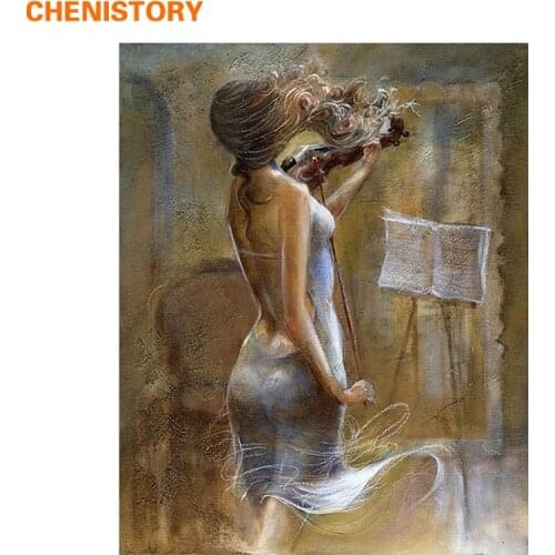 CHENISTORY DIY Painting By Numbers Acrylic Paint On Canvas Abstract Oil Painting For Room Artwork Adornment 40x50cm Play Violin