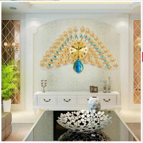 European-style wall clock for living room clock personality modern simple peacock decoration artists use
