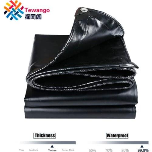 Heavy Duty Tarpaulin 600gsm Black UV Resistant Waterproof Rotproof Tarp PVC Coated Canvas Fabric Outdoor Tent Trailer Cover