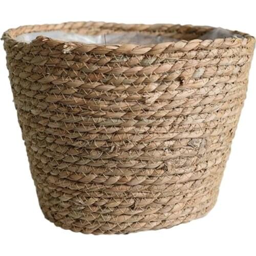 Nordic Handmade Straw Storage Basket Indoor Outdoor Flower Pot Plant Container 53CA