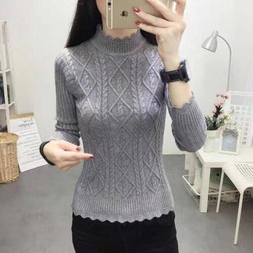 New Original Design Womens Sweater Fashion Elegant Half Turtleneck Knitted Full Color Twist Pullovers Base Versatile Top Female