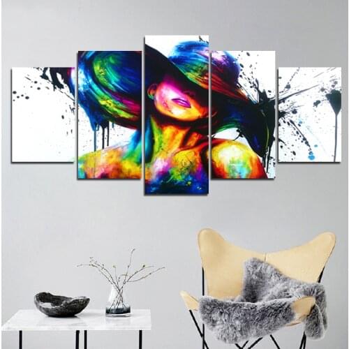 Canvas Poster Spray Oil Painting Wall Art Picture Colour Figure Women Print and Poster for Bedroom Home Decoration