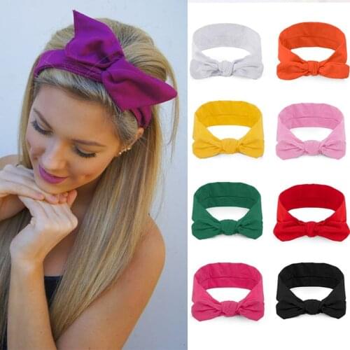 Women Fashion Solid Headbands With Bow Sweet Retro Hair Bands Cross Turban Bandage Bandanas Hairband Headwear Hair Accessories