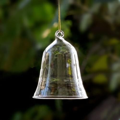 16pcs/pack 7.5*9cm Bell Shaped Transparent Glass Pendant Width=7.5cm Height=9cm School Window Wedding Decoration Christmas Day