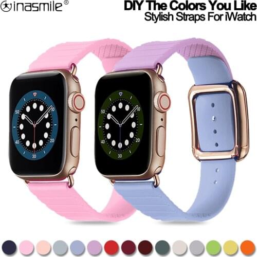 Stylish DIY Silicone Strap For Apple Watch band 40mm 44mm 38mm 42mm smartwatch wristband Sport bracelet iWatch serie 3 se 4 5 6