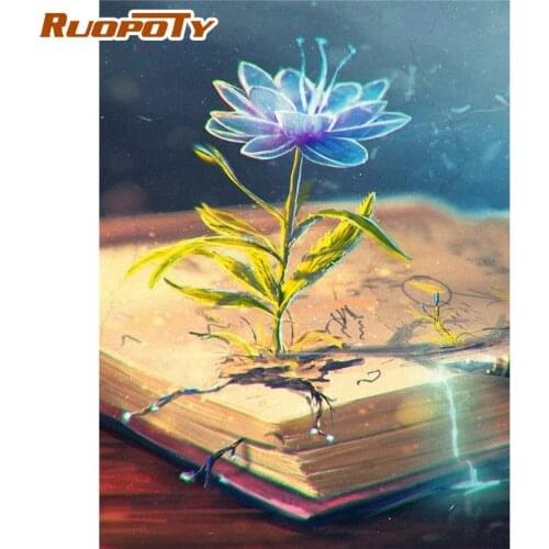 RUOPOTY 60x75cm Frame Painting By Number For Adults Book Scenery Picture By Numbers Acrylic Paint On Canvas Home Decors Artcraft