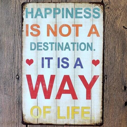 Happiness Is Not a Destination Family Rules Plaque Metal Vintage Shabby Chic Wall Pub Home Art Decoration Tin Poster A-5250