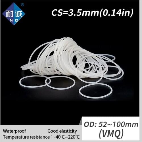 1PCS/lot Silicone rubber oring VMQ CS 3.5mm OD52/55/60/65/70/75/80/85/90/95/100mm O Ring Gasket Silicone O-ring waterproof