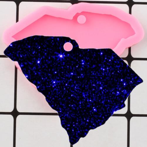 US South Carolina State Shape Keychain Silicone Molds Key Chain Pendant Mold DIY Jewelry Epoxy Resin Moulds Polymer Clay Mould