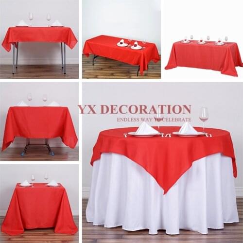 High Quality Seamless Polyester Table Cloth Overlay Square Rectanglar Tablecloth For Banquet Wedding Event Decoration